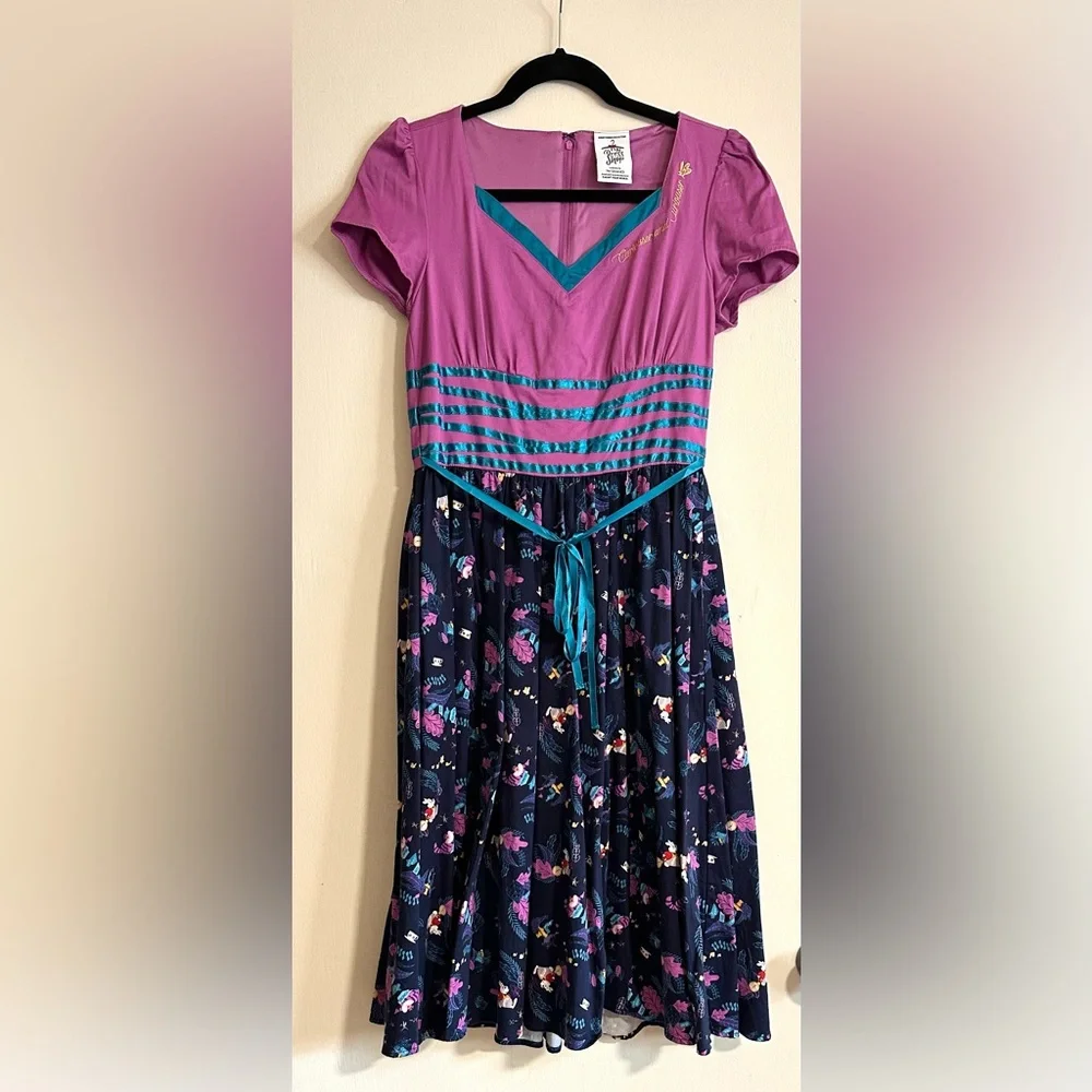 Elegant Purple and Blue Floral Dress - Picture 2 of 7